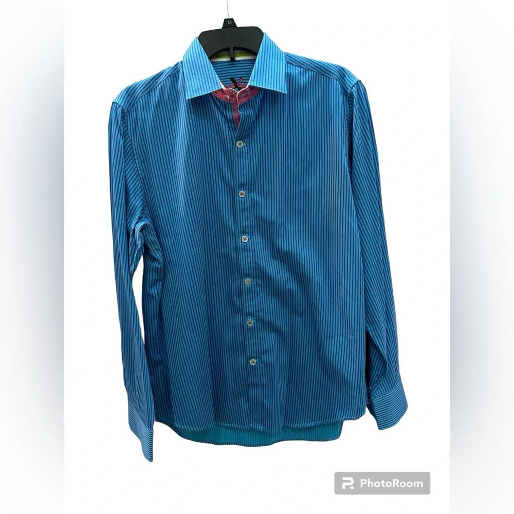 Robert Graham X Men’s Button Up Shirt Blue/Purple Stripes Size Medium - Picture 1 of 12
